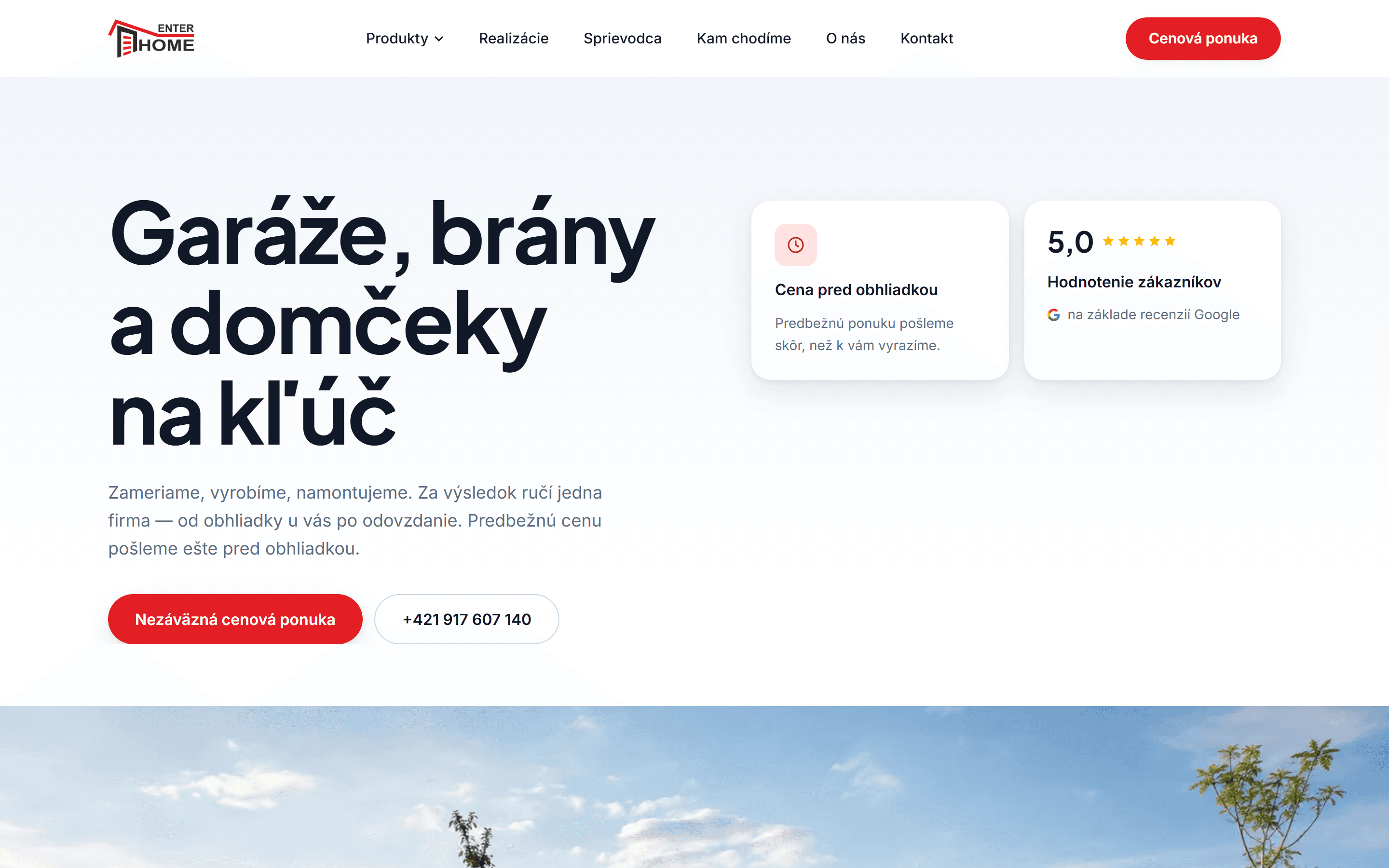 Screenshot webu EnterHome