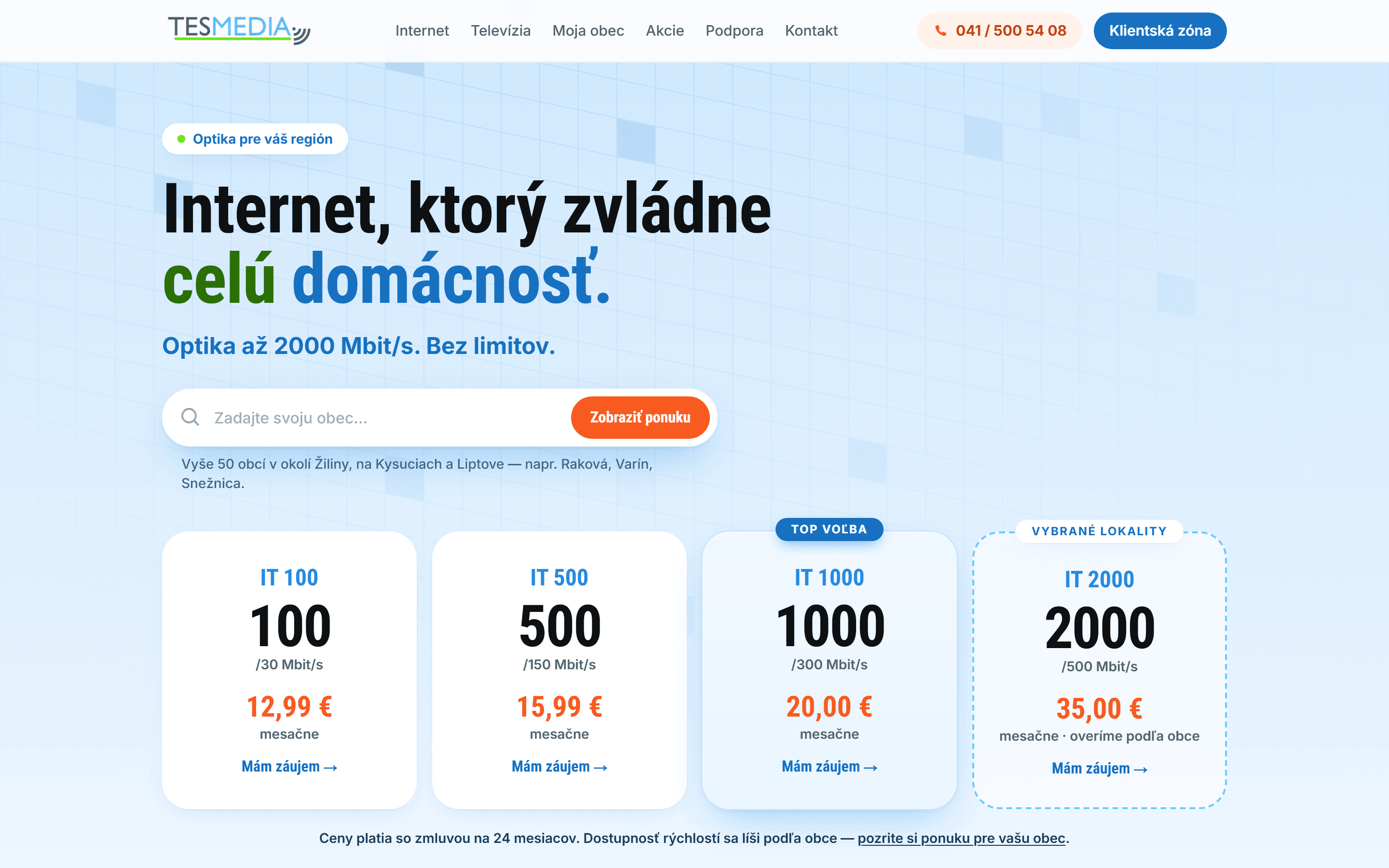 Screenshot webu TES-MEDIA