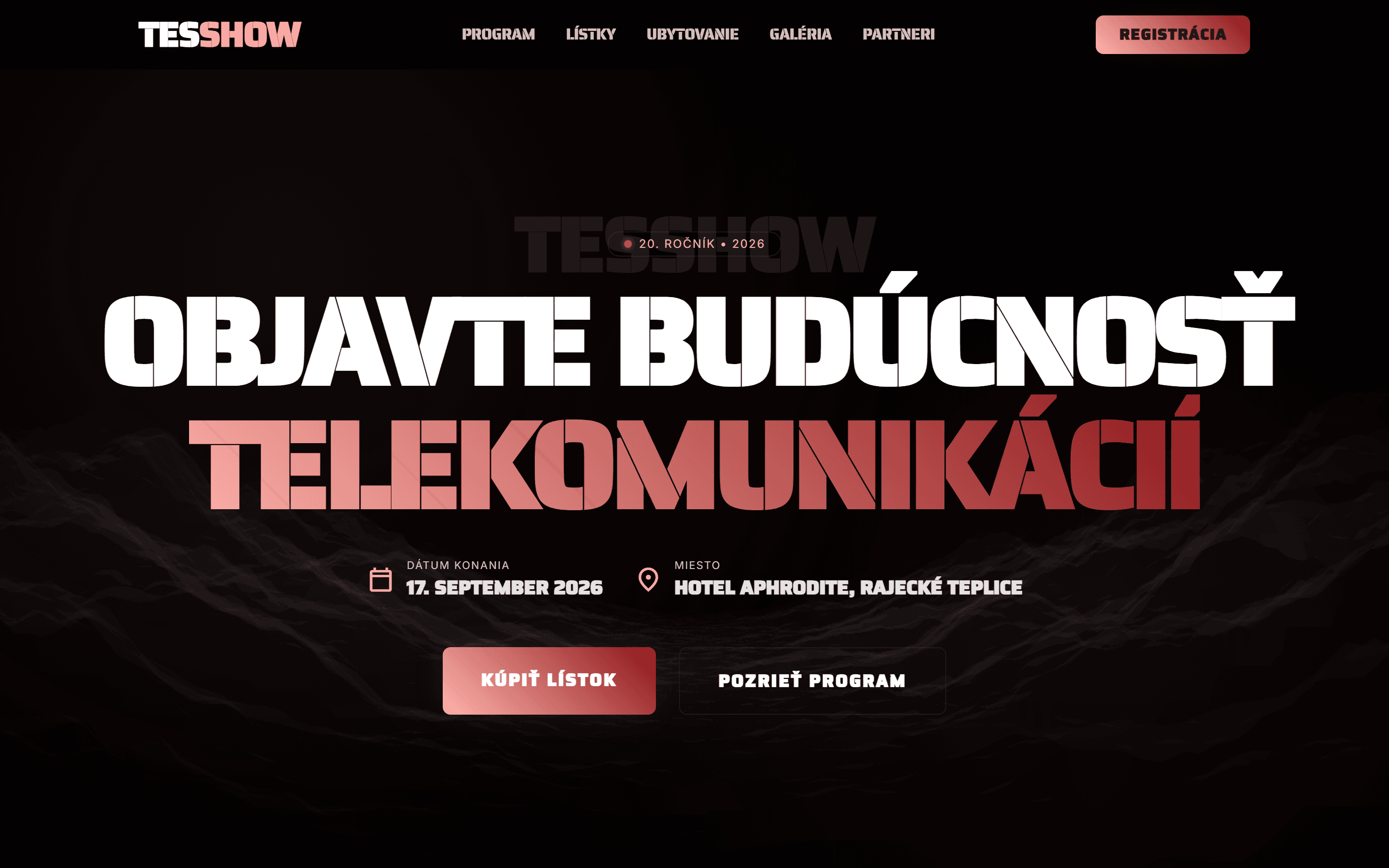 Screenshot webu TES SHOW
